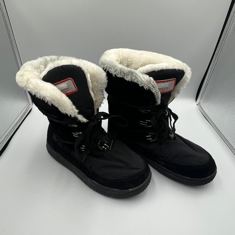 Womens KHOMBU Florence Faux Fur Lined Waterproof Snow Boots W564-02  BLACK 9M